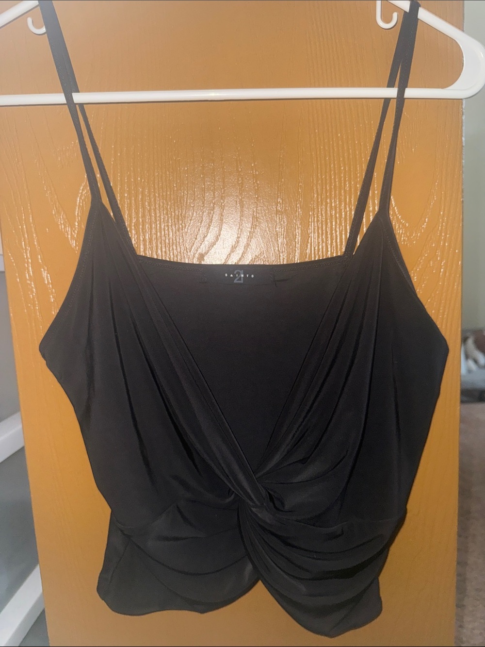 Black Draped Twist-Front Camisole